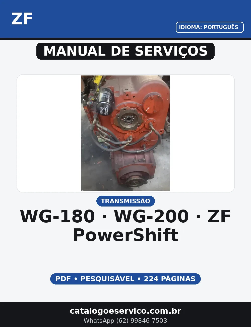 MANUAL DE SERVIÇO TRANSMISSAO - WG-180 - WG-200 - ZF POWERSHIFT — capa do manual de serviço