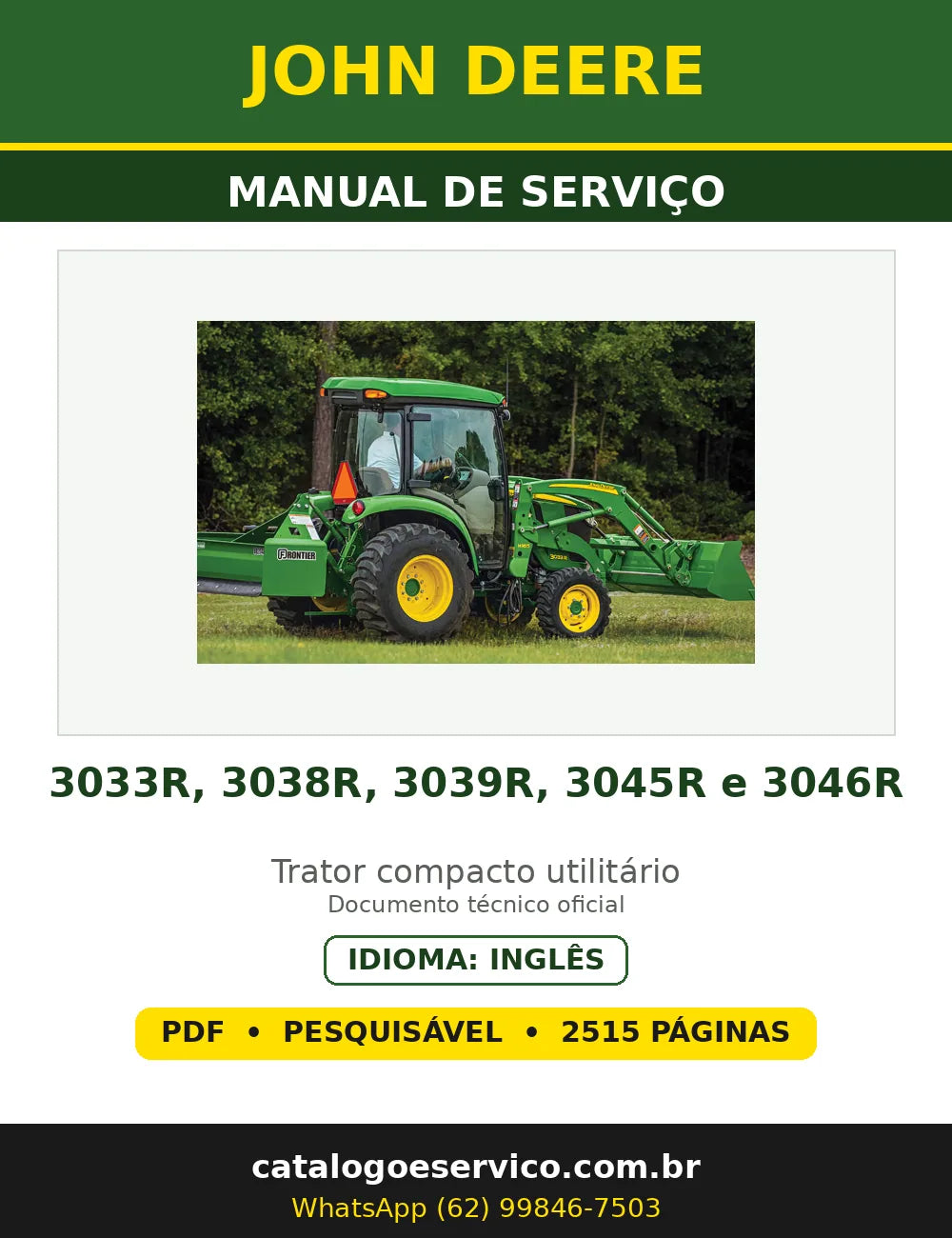 Capa - Manual de Serviço John Deere 3033R, 3038R, 3039R, 3045R e 3046R
