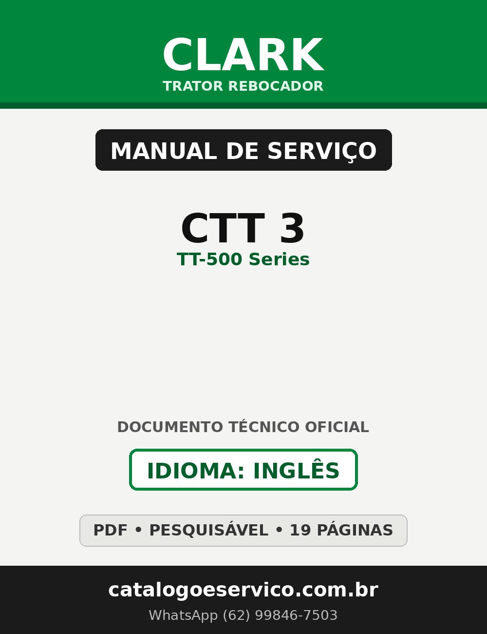 Manual de Serviço Trator Rebocador Clark CTT 3 (TT-500 Series)