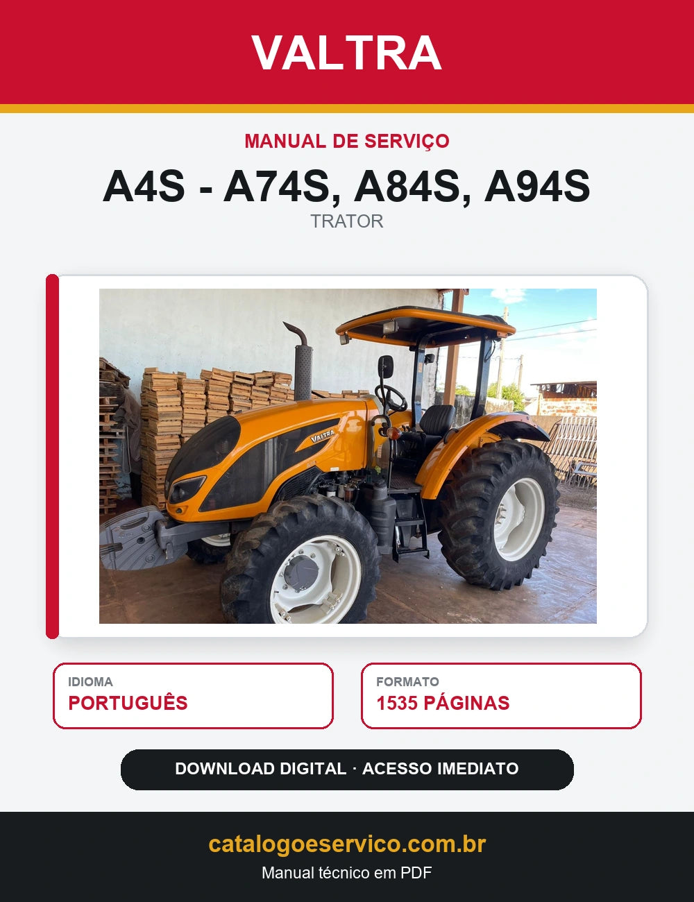 Manual De Serviço Valtra - A4s - A74s, A84s, A94s - 2019