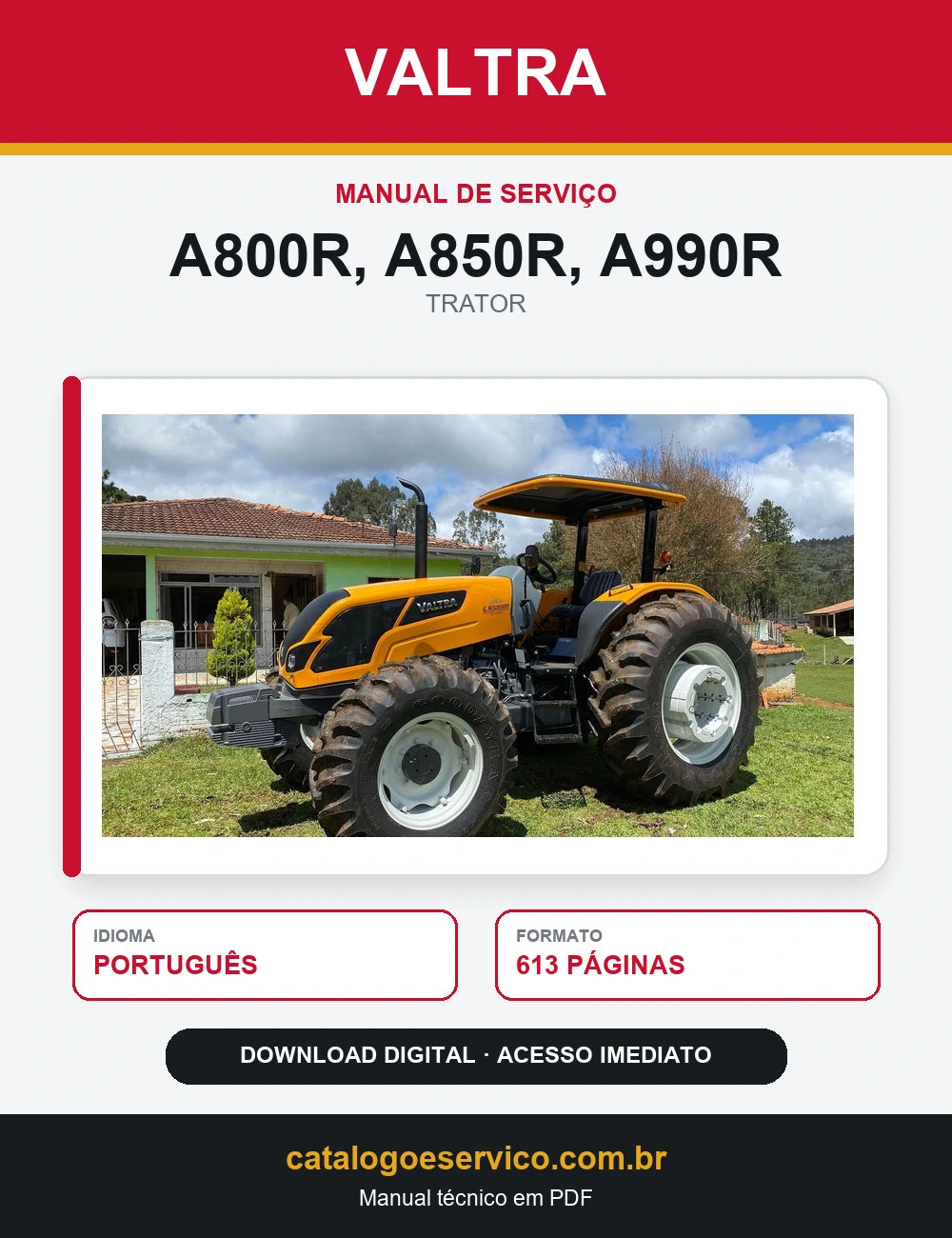 Manual de Serviço Valtra - A800r, A850r, A990r - 2019