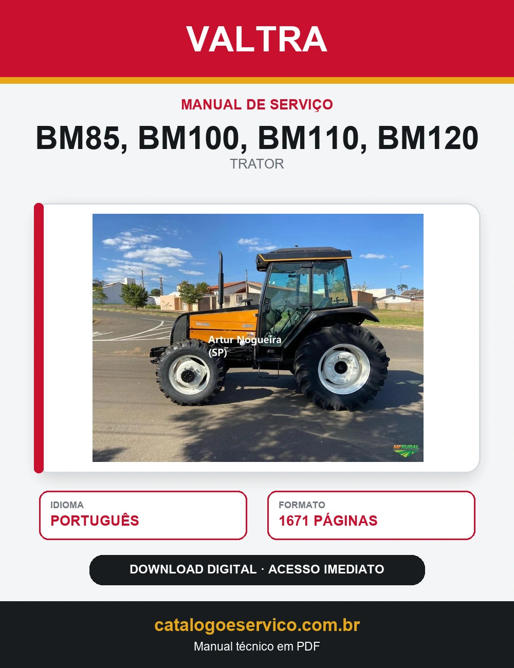 Manual de Serviço Valtra - Bm85, Bm100, Bm110, Bm120 - 2014 - Trator