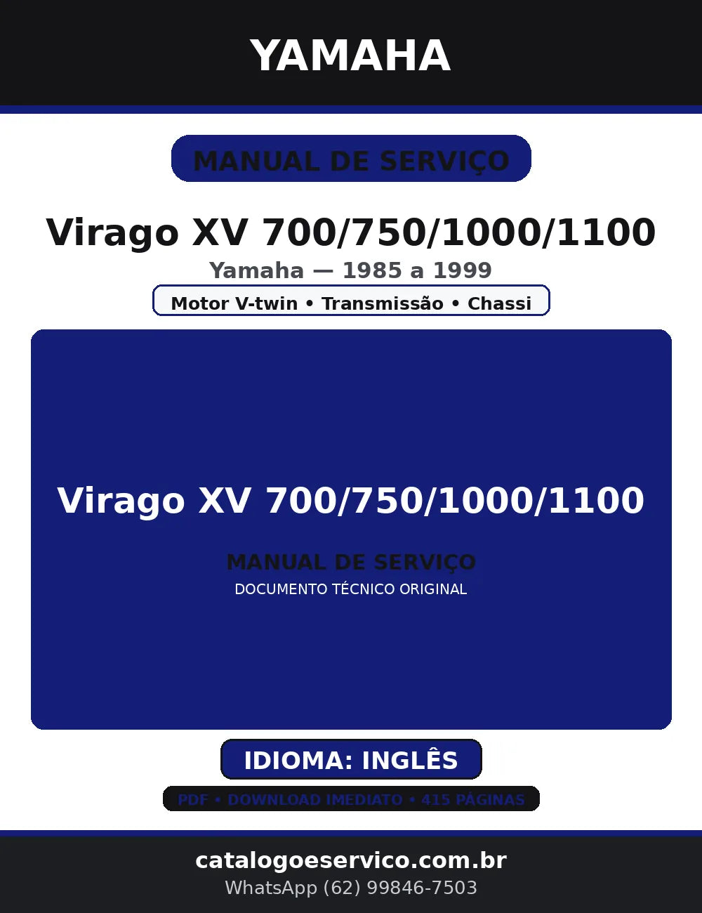 Manual de Serviço Yamaha Virago XV 700-1100 1985-1999 (PDF, Inglês) — capa