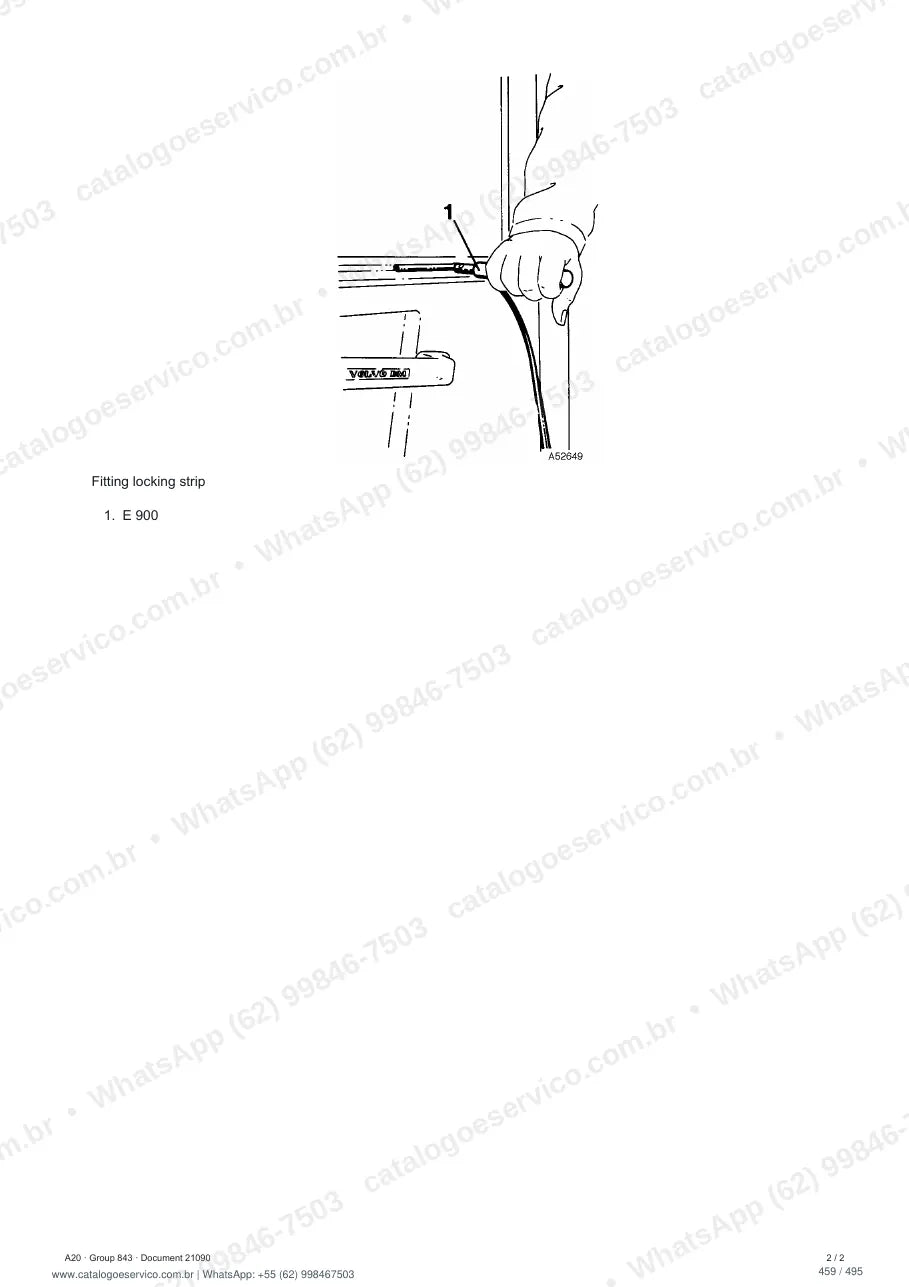 Manual de serviço Volvo A20 e A20 6x4: página de procedimento com texto e figura