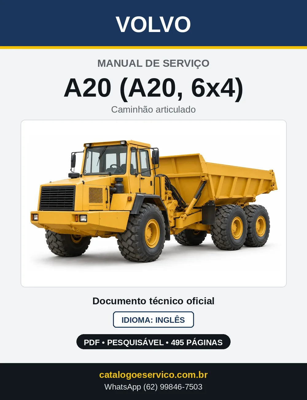 Capa do Manual de Serviço Volvo A20 e A20 6x4 em PDF