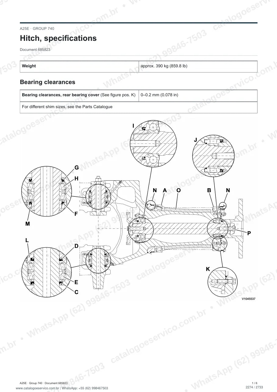 Manual de serviço Volvo A25E e A25E 4x4: página de procedimento com texto e figura