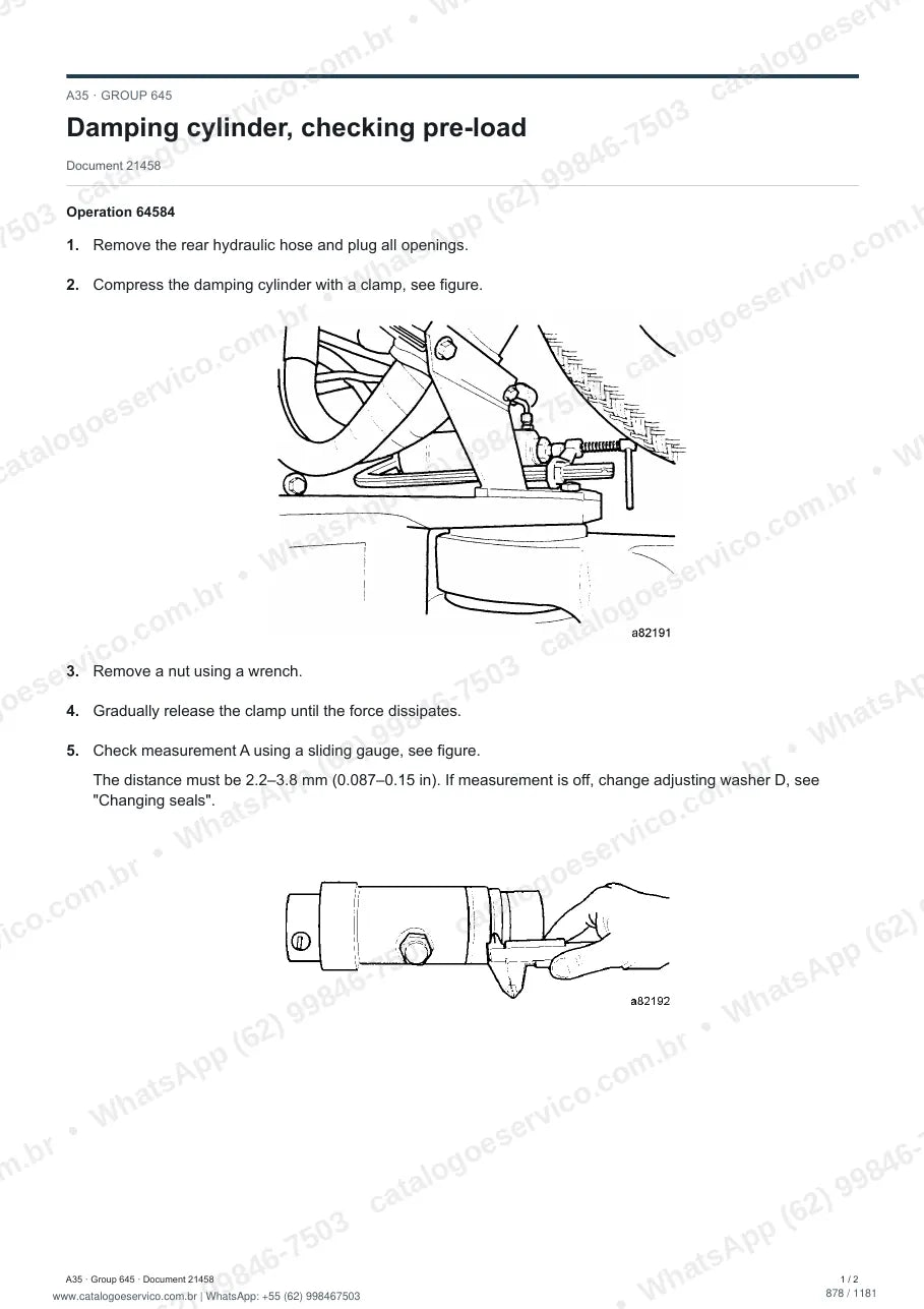 Manual de serviço Volvo A35: página de procedimento com texto e figura (2)