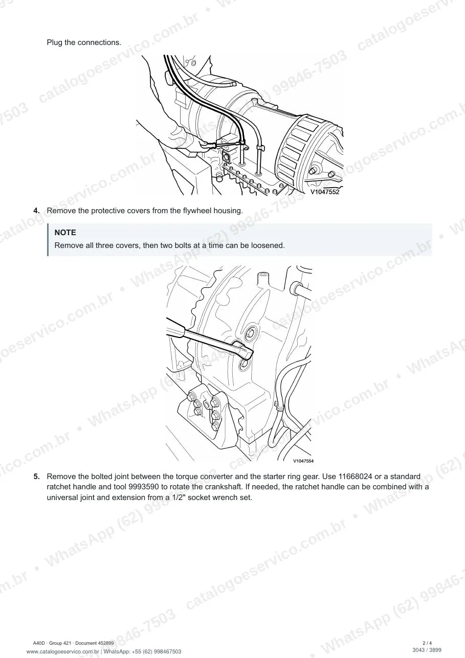Manual de serviço Volvo A40D: página de procedimento com texto e figura (2)