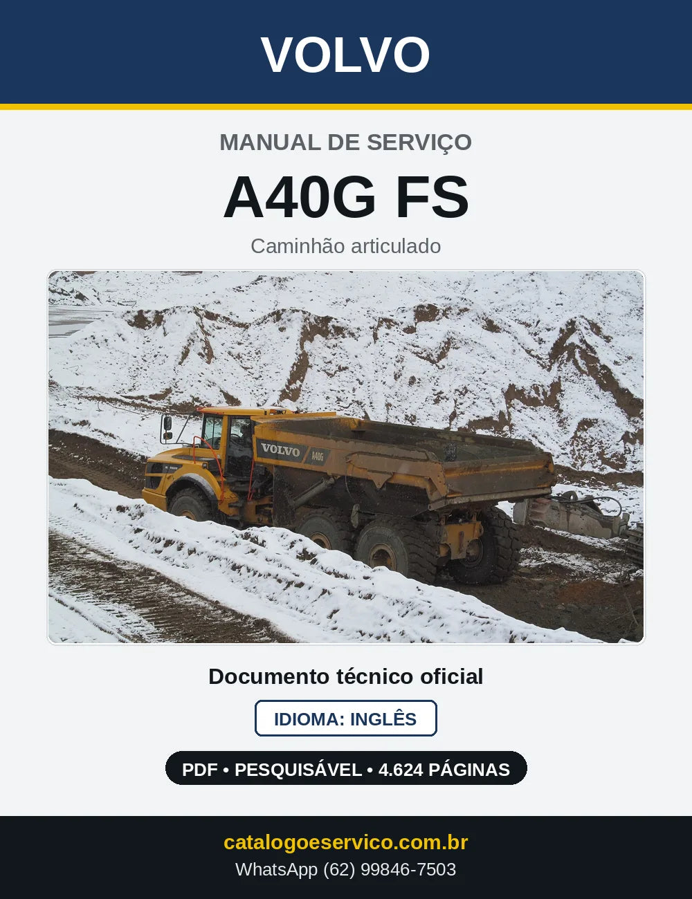 Capa do Manual de Serviço Volvo A40G FS em PDF