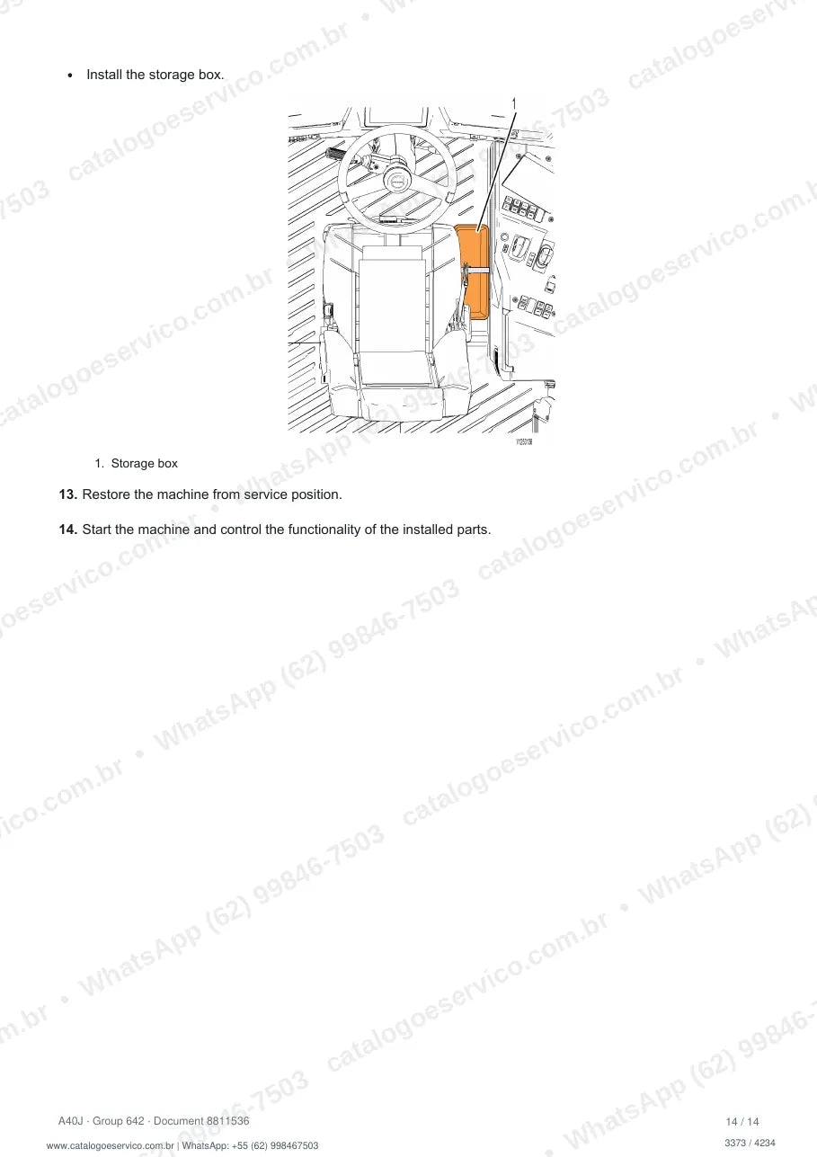 Manual de serviço Volvo A40J: página de procedimento com texto e figura (2)