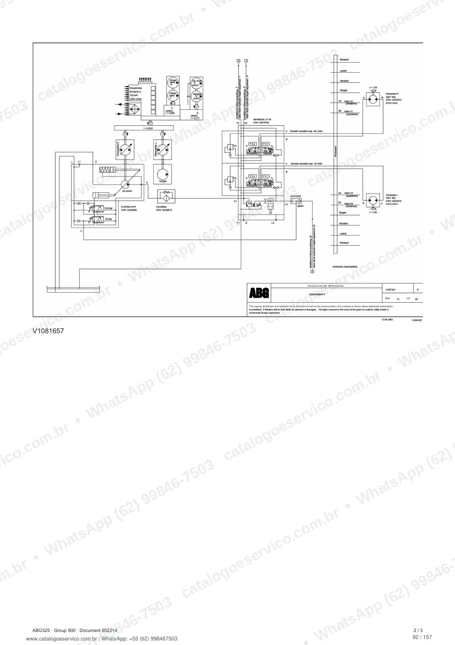 Manual de serviço Volvo ABG325: página de procedimento com texto e figura