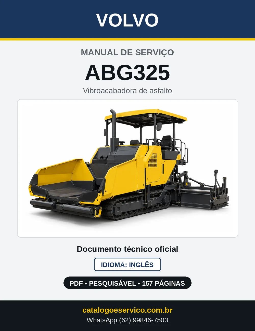 Capa do Manual de Serviço Volvo ABG325 em PDF