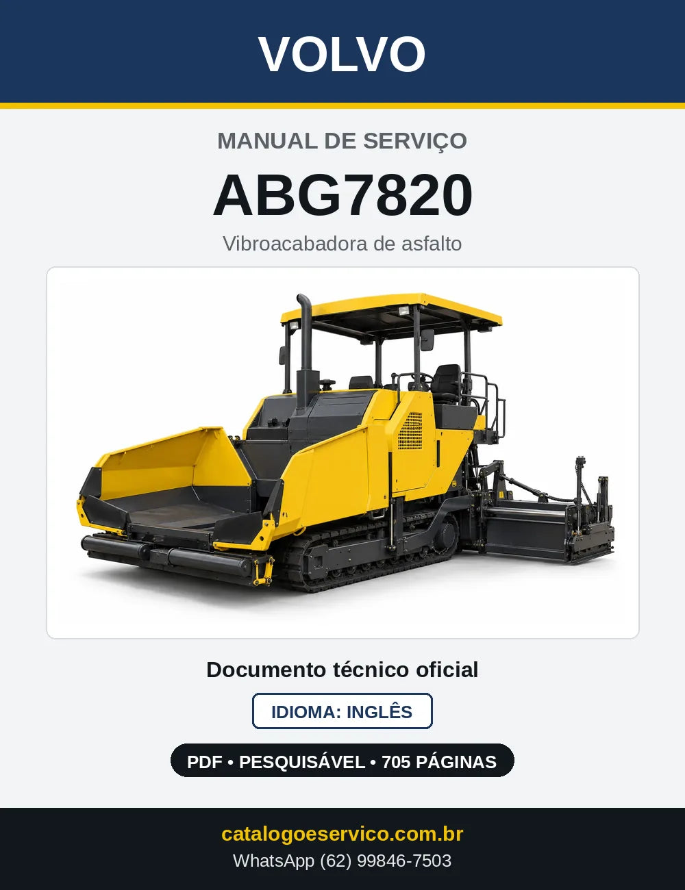 Capa do Manual de Serviço Volvo ABG7820 em PDF