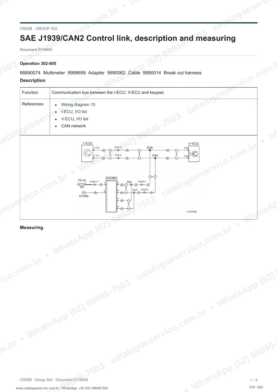 Manual de serviço Volvo CR30B: página de procedimento com texto e figura