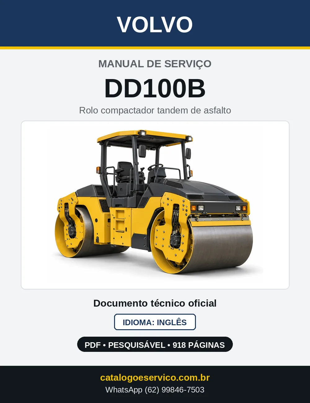 Capa do Manual de Serviço Volvo DD100B em PDF