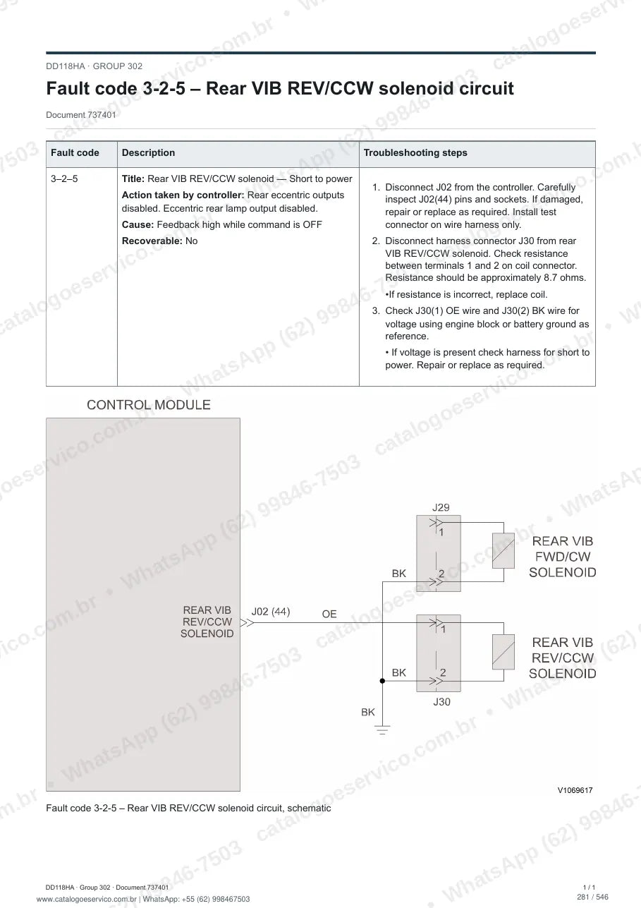 Manual de serviço Volvo DD118HA: página de procedimento com texto e figura