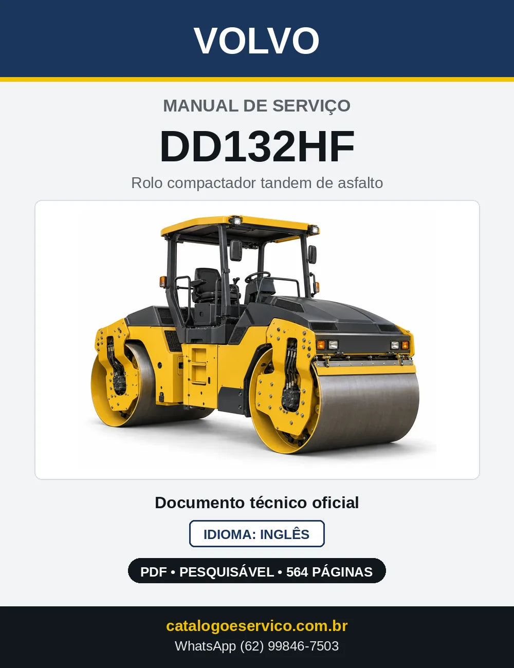Capa do Manual de Serviço Volvo DD132HF em PDF