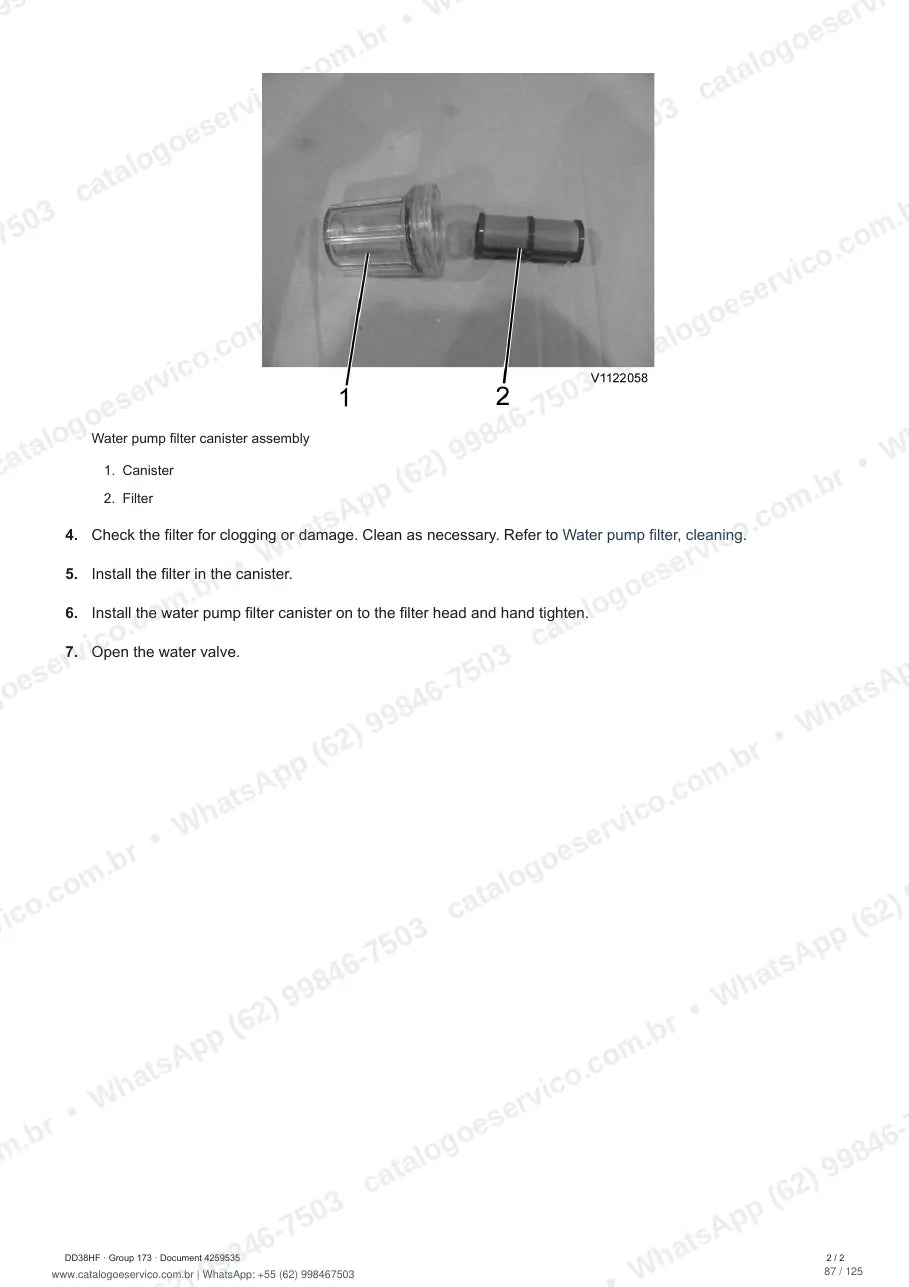 Manual de serviço Volvo DD38HF: página de procedimento com texto e figura (2)