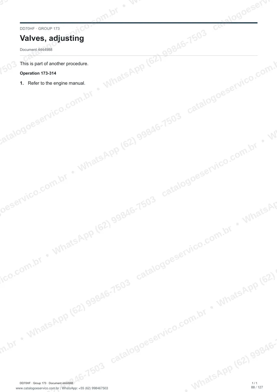 Manual de serviço Volvo DD70HF: página de procedimento com texto e figura (2)
