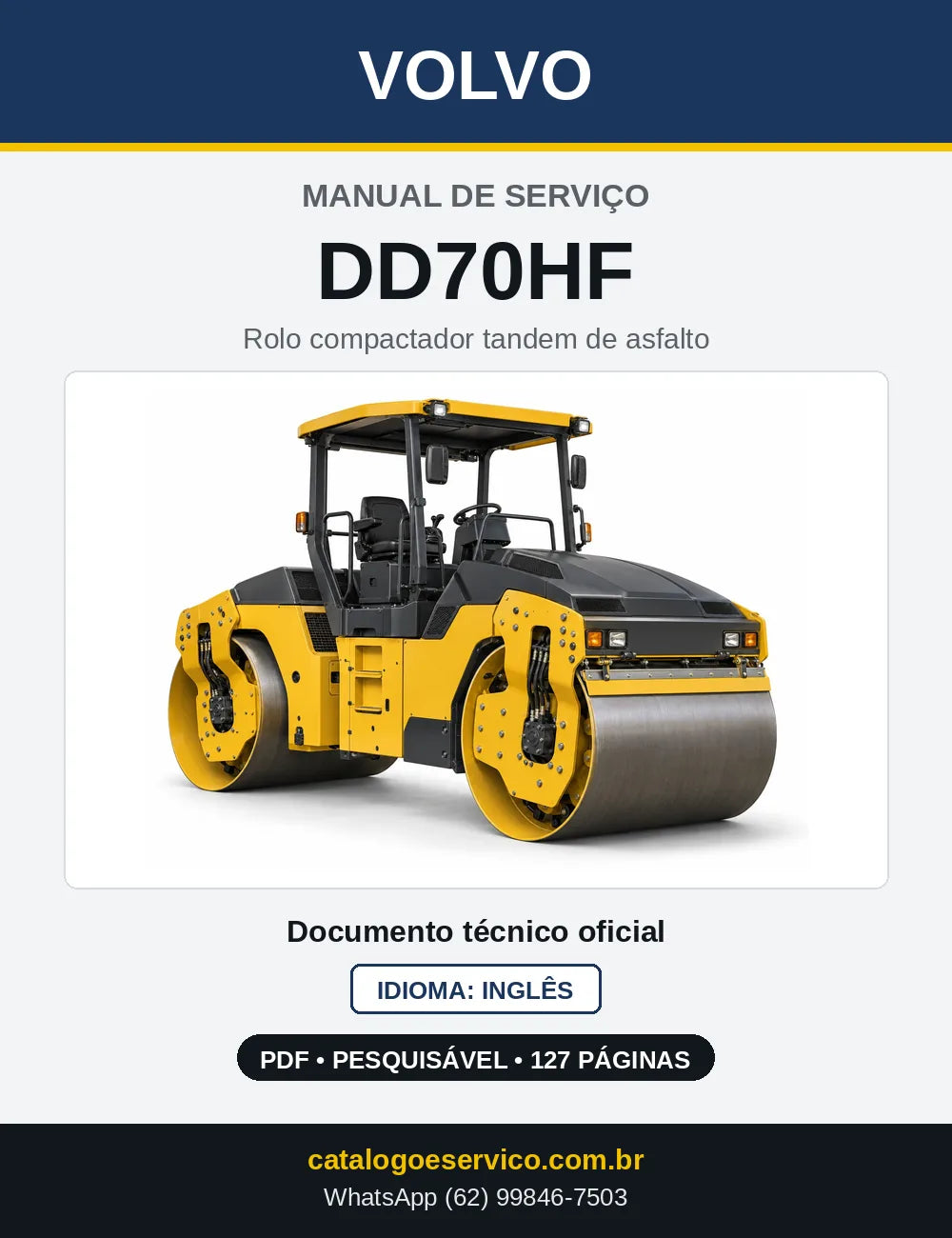 Capa do Manual de Serviço Volvo DD70HF em PDF