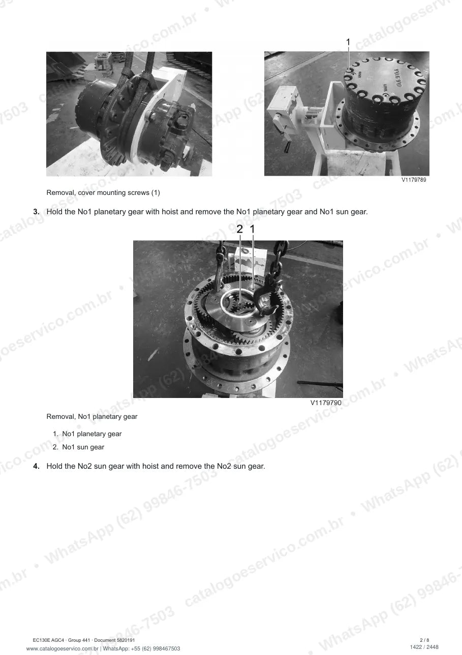 Manual de serviço Volvo EC130E AGC4: página de procedimento com texto e figura (2)