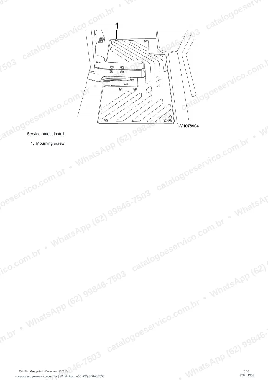 Manual de serviço Volvo EC15C: página de procedimento com texto e figura