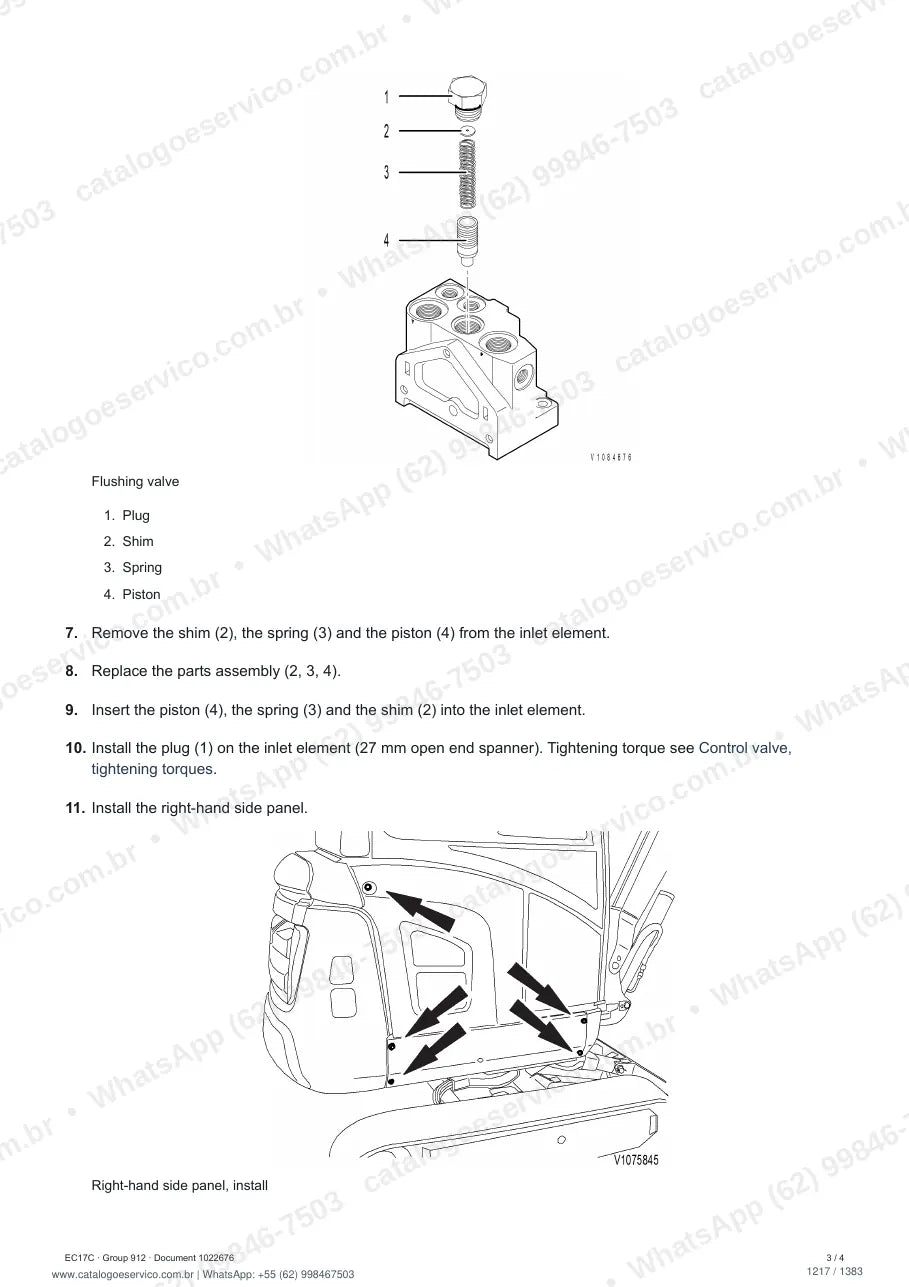 Manual de serviço Volvo EC17C: página de procedimento com texto e figura (2)