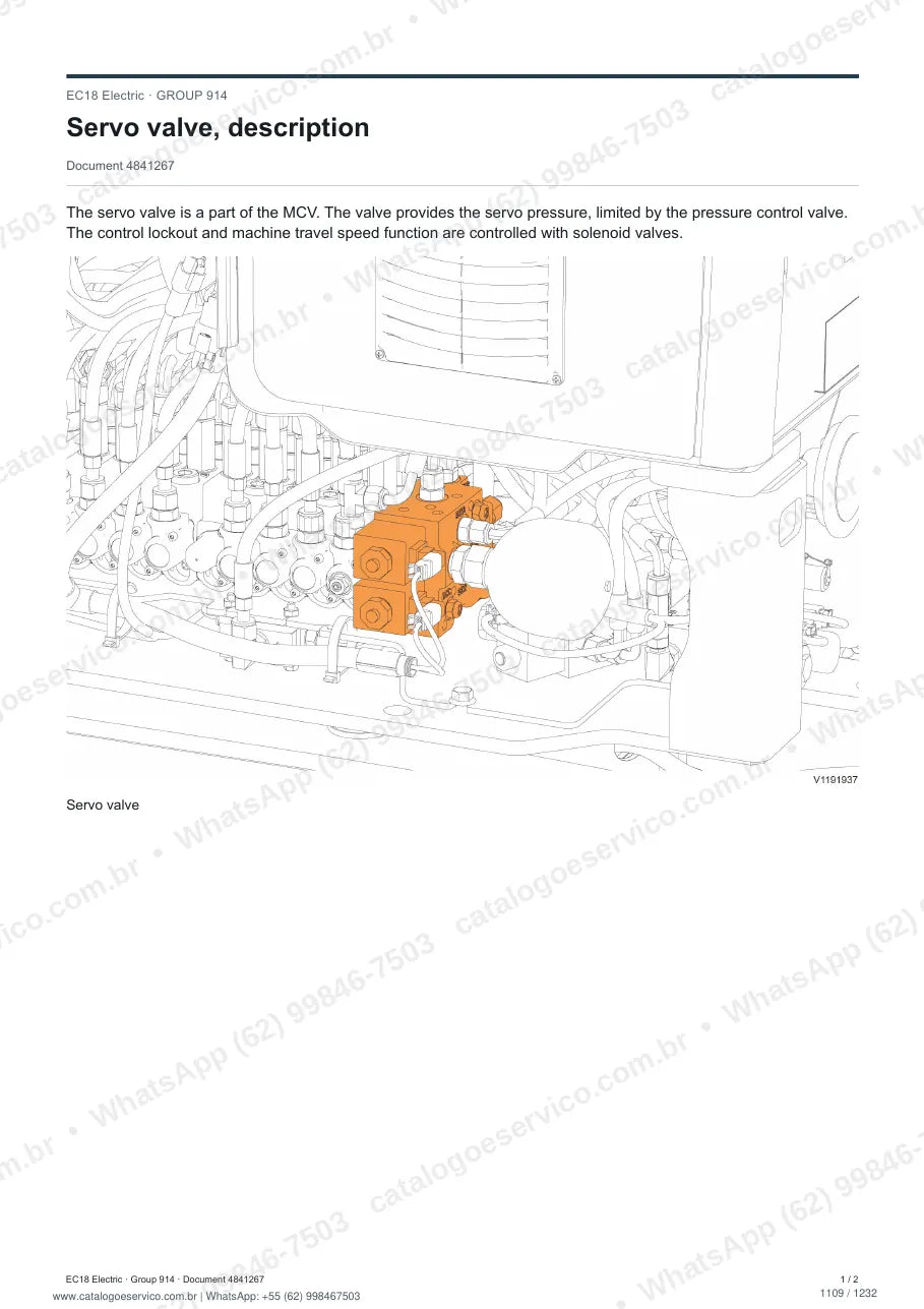 Manual de serviço Volvo EC18 Electric: página de procedimento com texto e figura