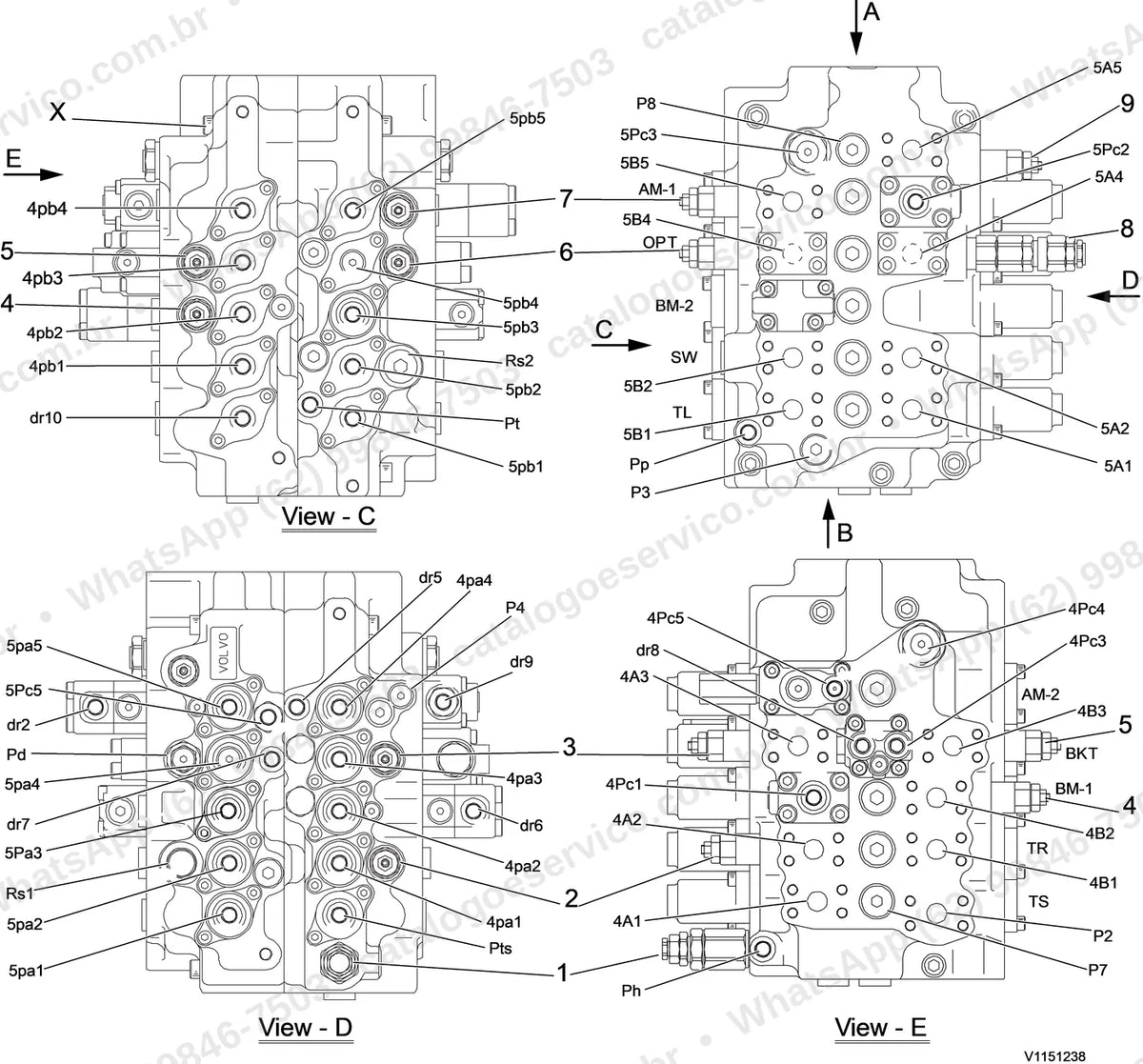 Manual de serviço Volvo EC180E L: ilustração técnica 1