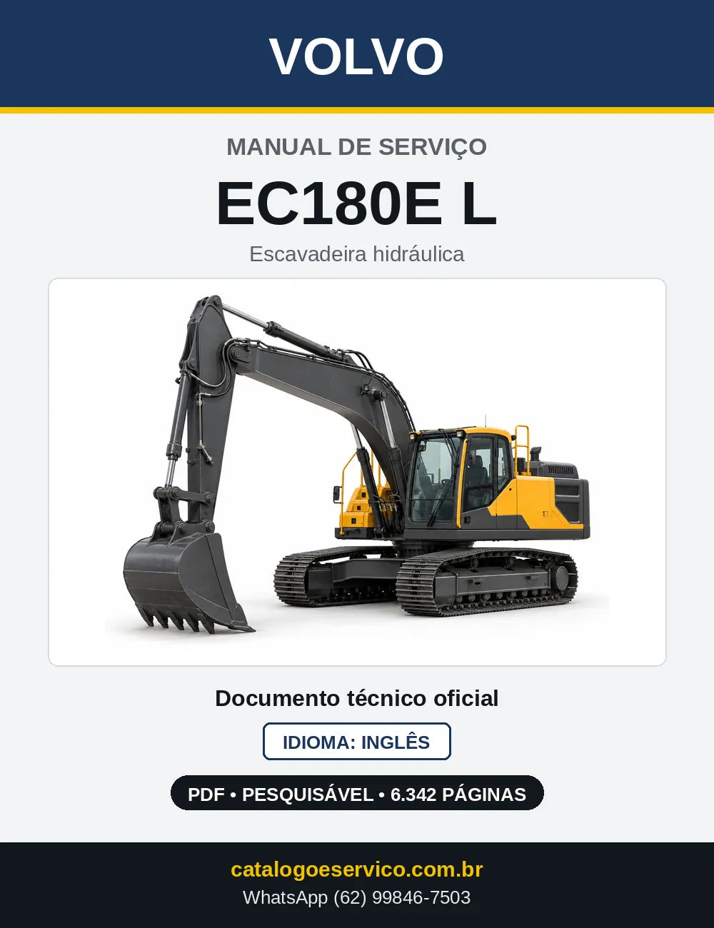 Capa do Manual de Serviço Volvo EC180E L em PDF