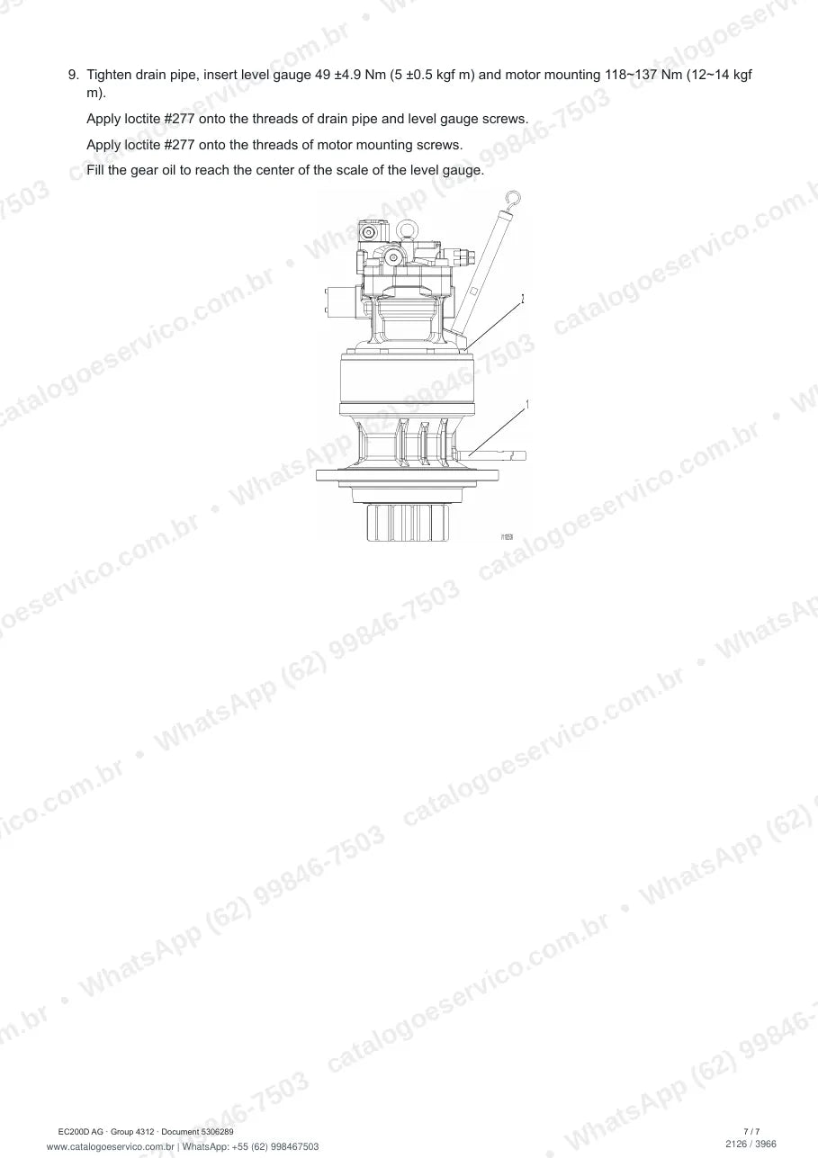 Manual de serviço Volvo EC200D AG: página de procedimento com texto e figura