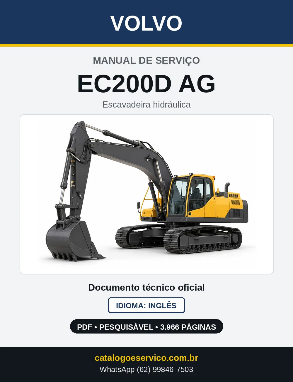 Capa do Manual de Serviço Volvo EC200D AG em PDF