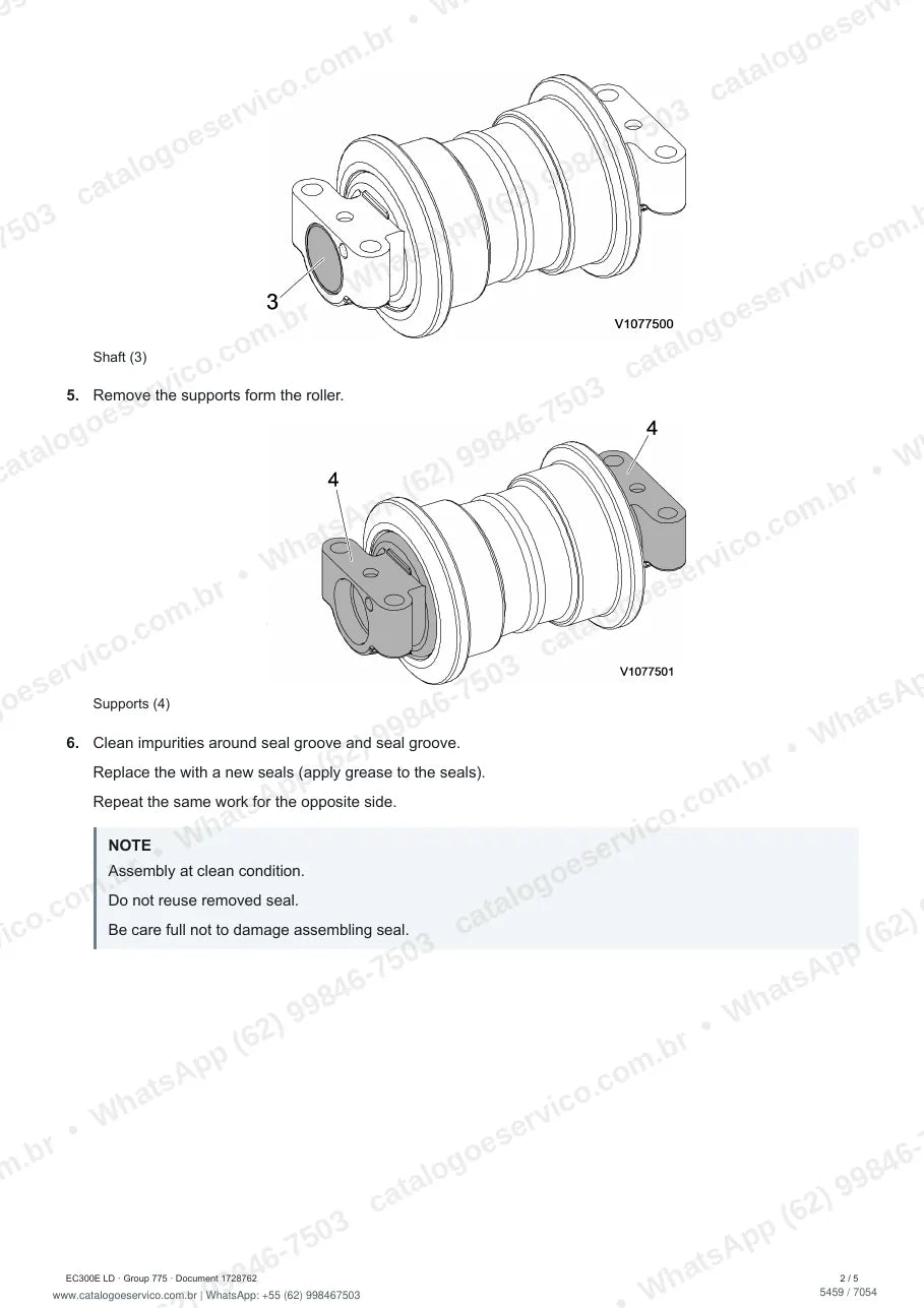 Manual de serviço Volvo EC300E (LD, NLD): página de procedimento com texto e figura (2)