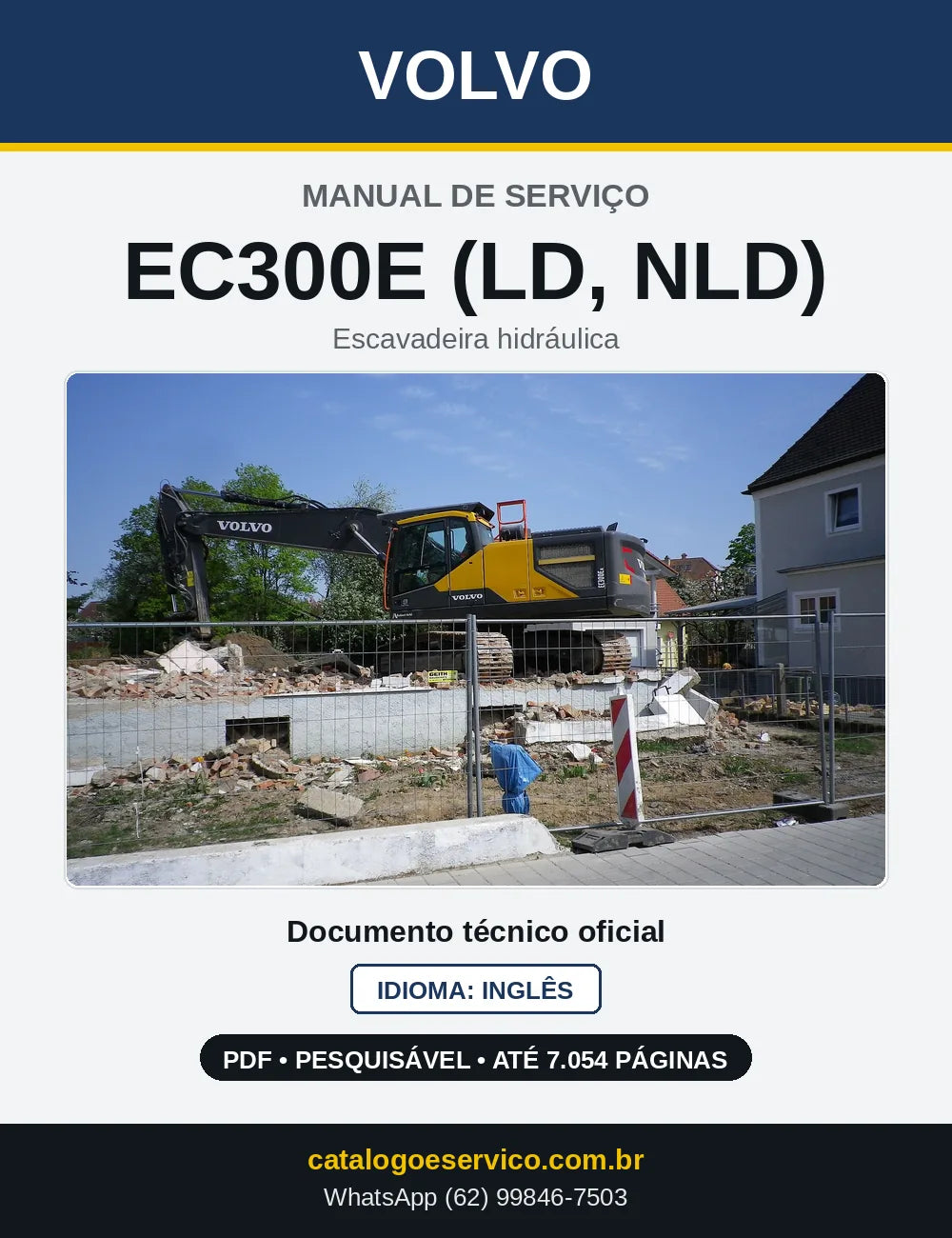 Capa do Manual de Serviço Volvo EC300E (LD, NLD) em PDF