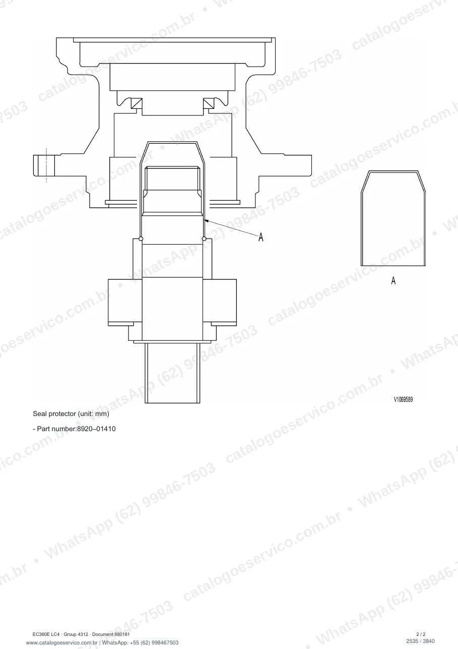 Manual de serviço Volvo EC360E LC4: página de procedimento com texto e figura (2)
