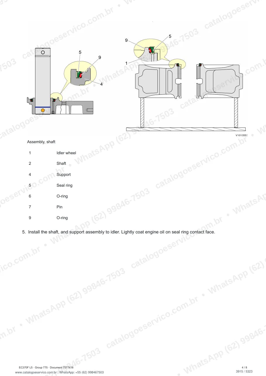 Manual de serviço Volvo EC370F L5: página de procedimento com texto e figura