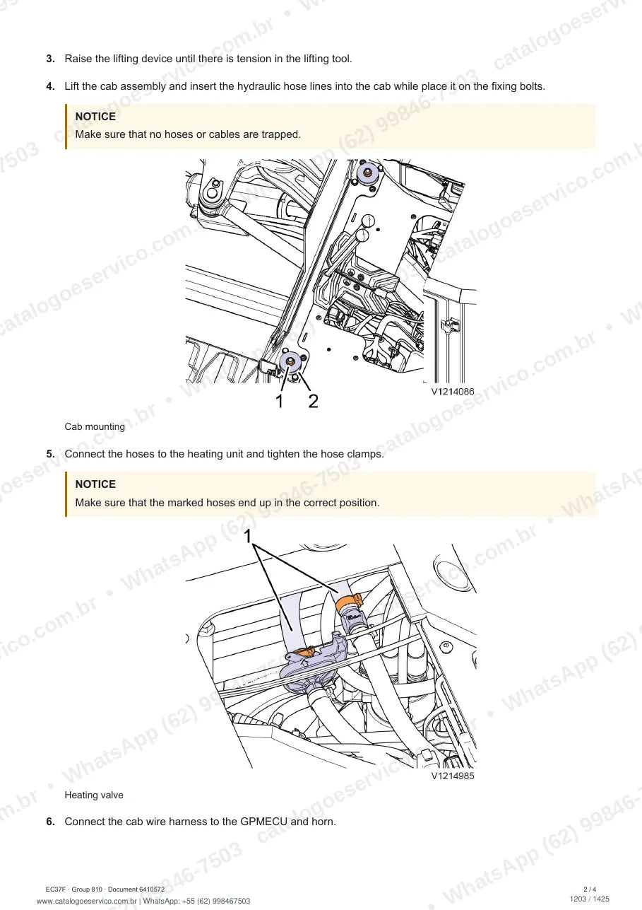 Manual de serviço Volvo EC37F: página de procedimento com texto e figura (2)