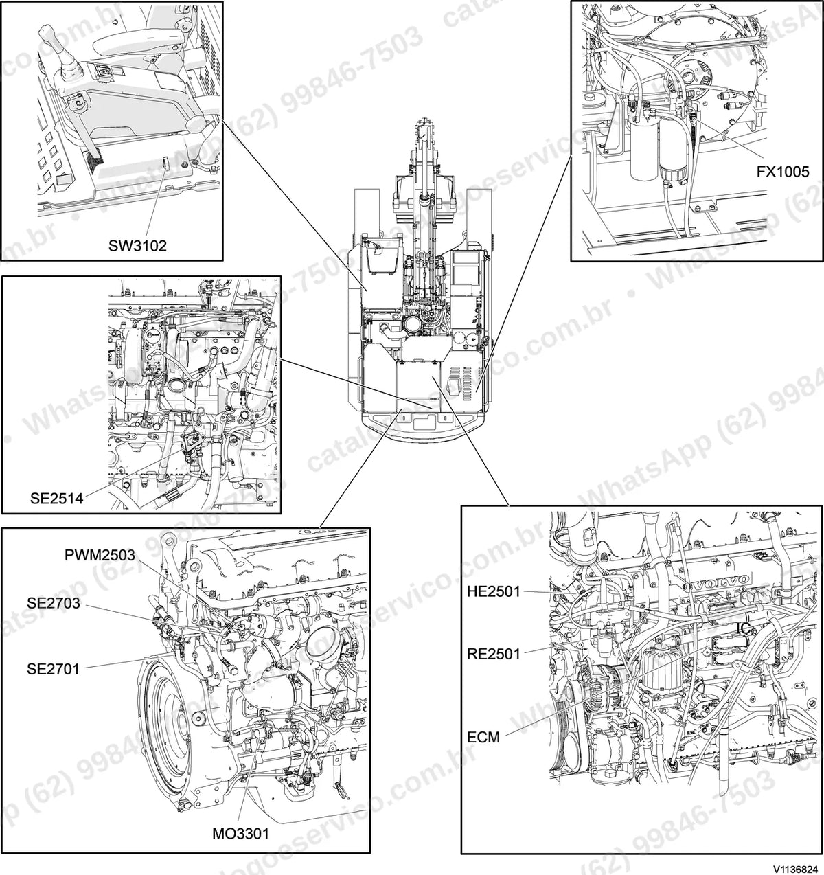 Manual de serviço Volvo EC480E (HR, L, LD, LHDC, LR, LS): ilustração técnica 1