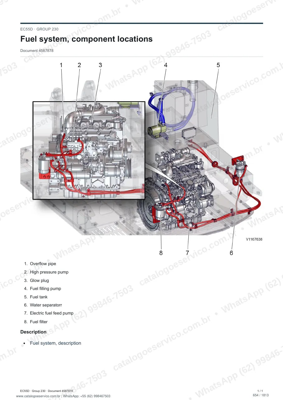 Manual de serviço Volvo EC55D e EC55D AG: página de procedimento com texto e figura (2)