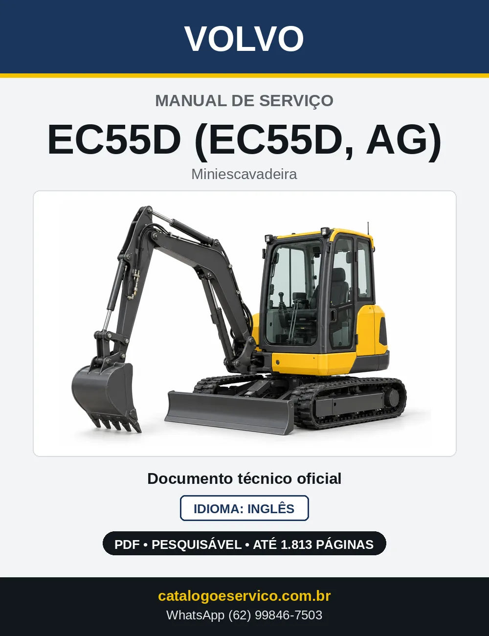 Capa do Manual de Serviço Volvo EC55D e EC55D AG em PDF