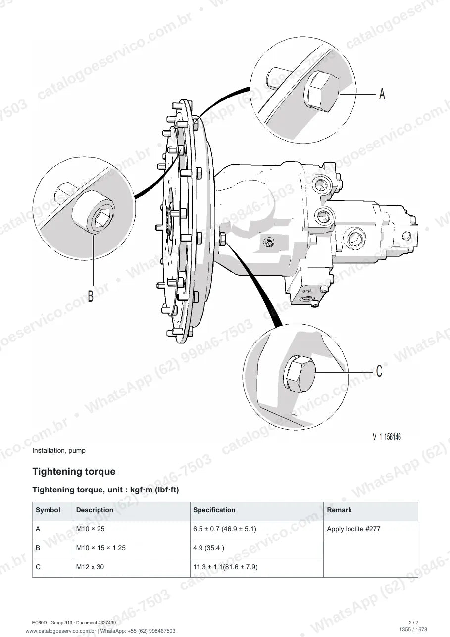Manual de serviço Volvo EC60D: página de procedimento com texto e figura