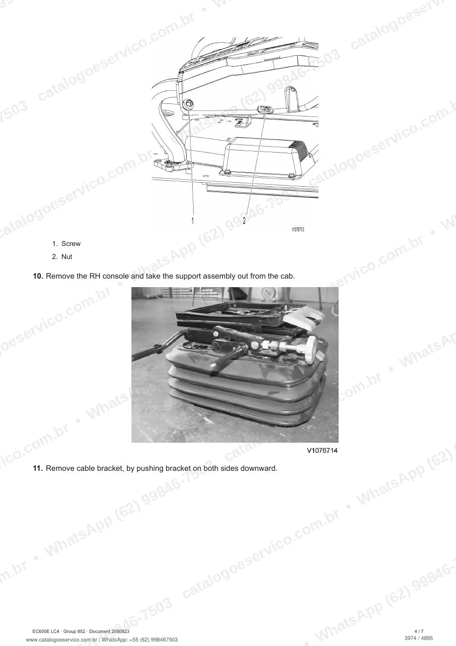 Manual de serviço Volvo EC650E LC4: página de procedimento com texto e figura (2)