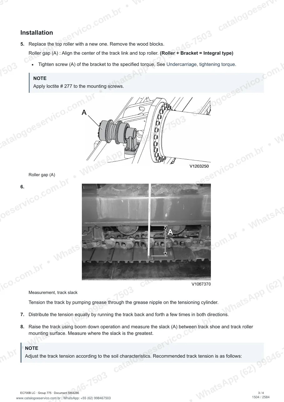 Manual de serviço Volvo EC700B (HR, LC): página de procedimento com texto e figura