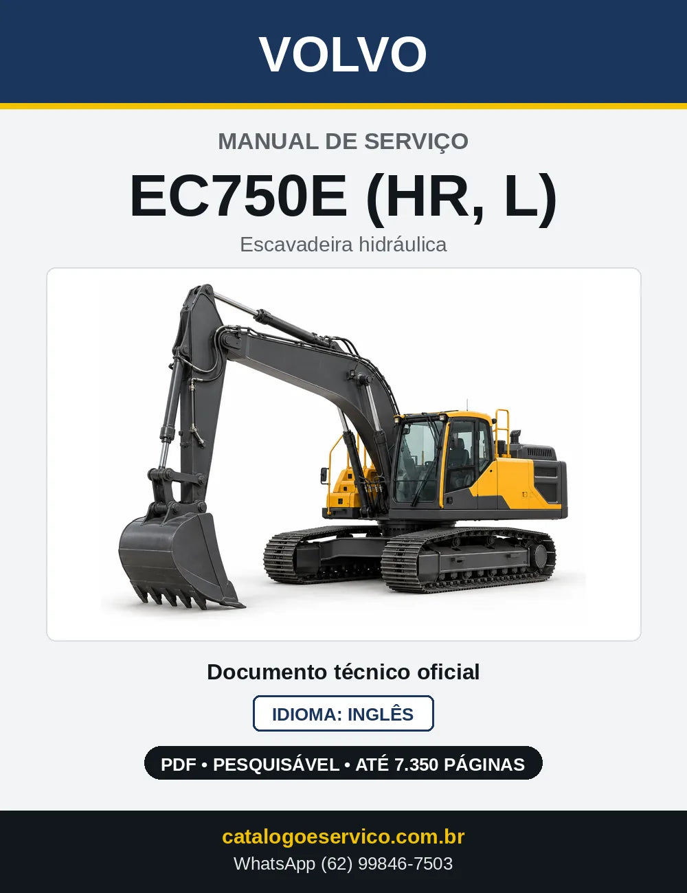 Capa do Manual de Serviço Volvo EC750E (HR, L) em PDF