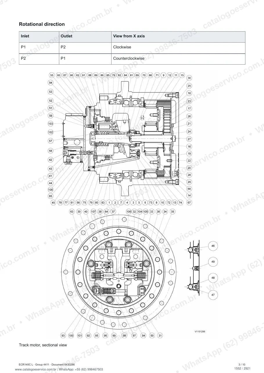 Manual de serviço Volvo ECR145C L: página de procedimento com texto e figura (2)