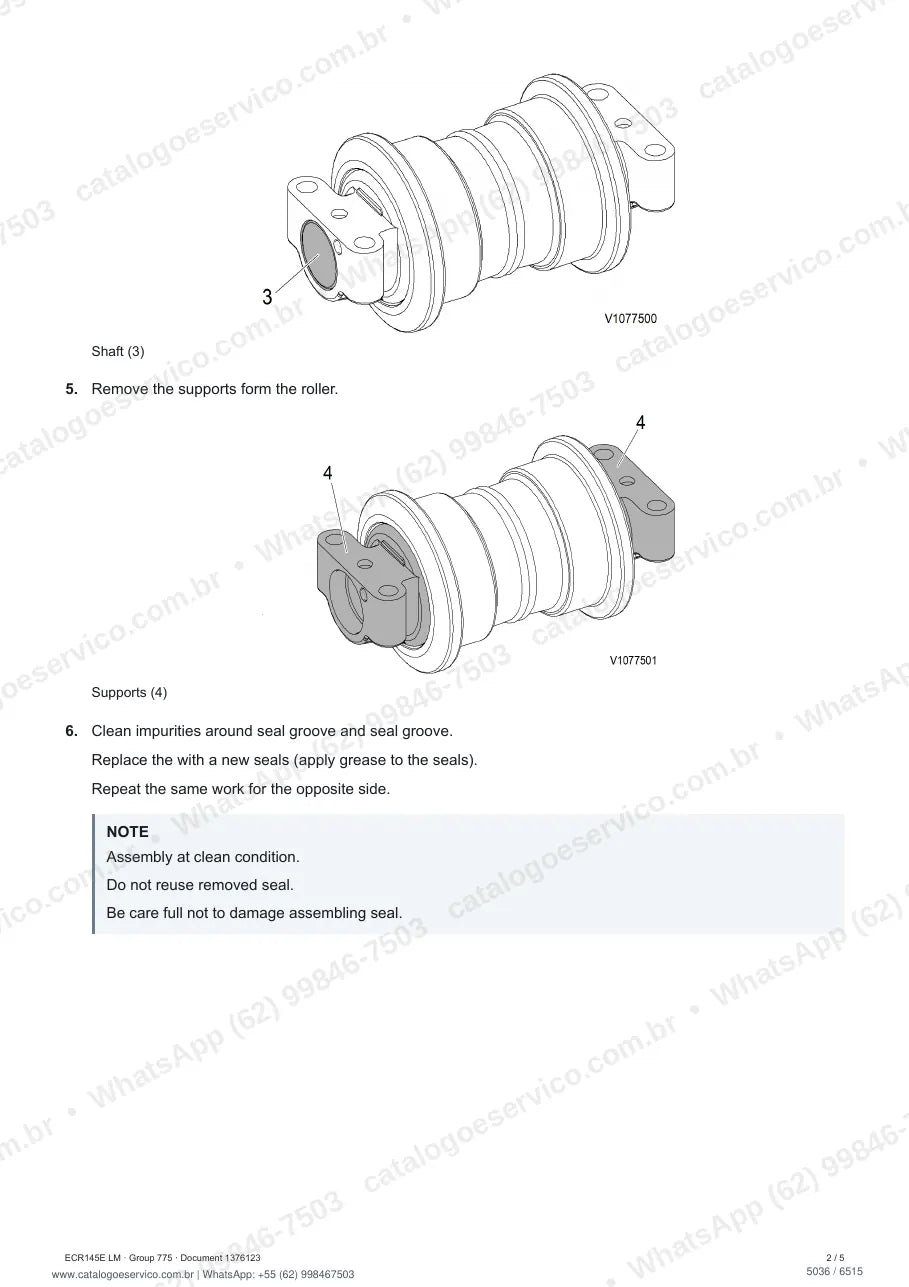 Manual de serviço Volvo ECR145E (L, LM): página de procedimento com texto e figura (2)