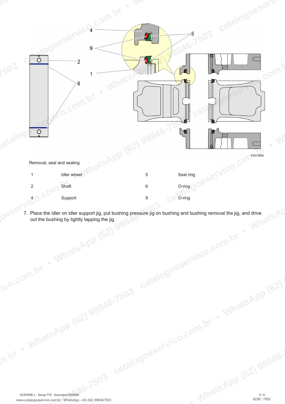 Manual de serviço Volvo ECR355E (L, NL): página de procedimento com texto e figura (2)
