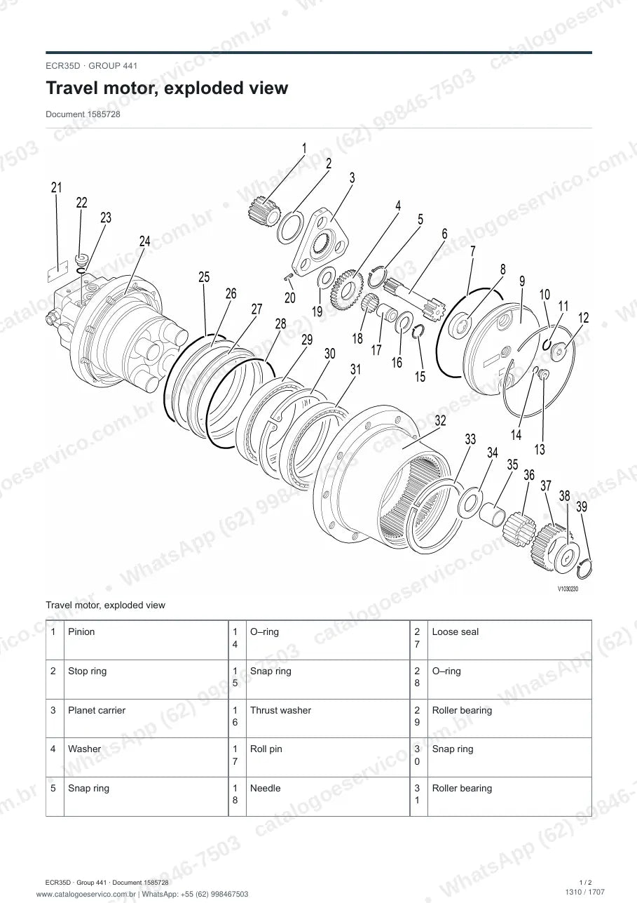 Manual de serviço Volvo ECR35D: página de procedimento com texto e figura (2)