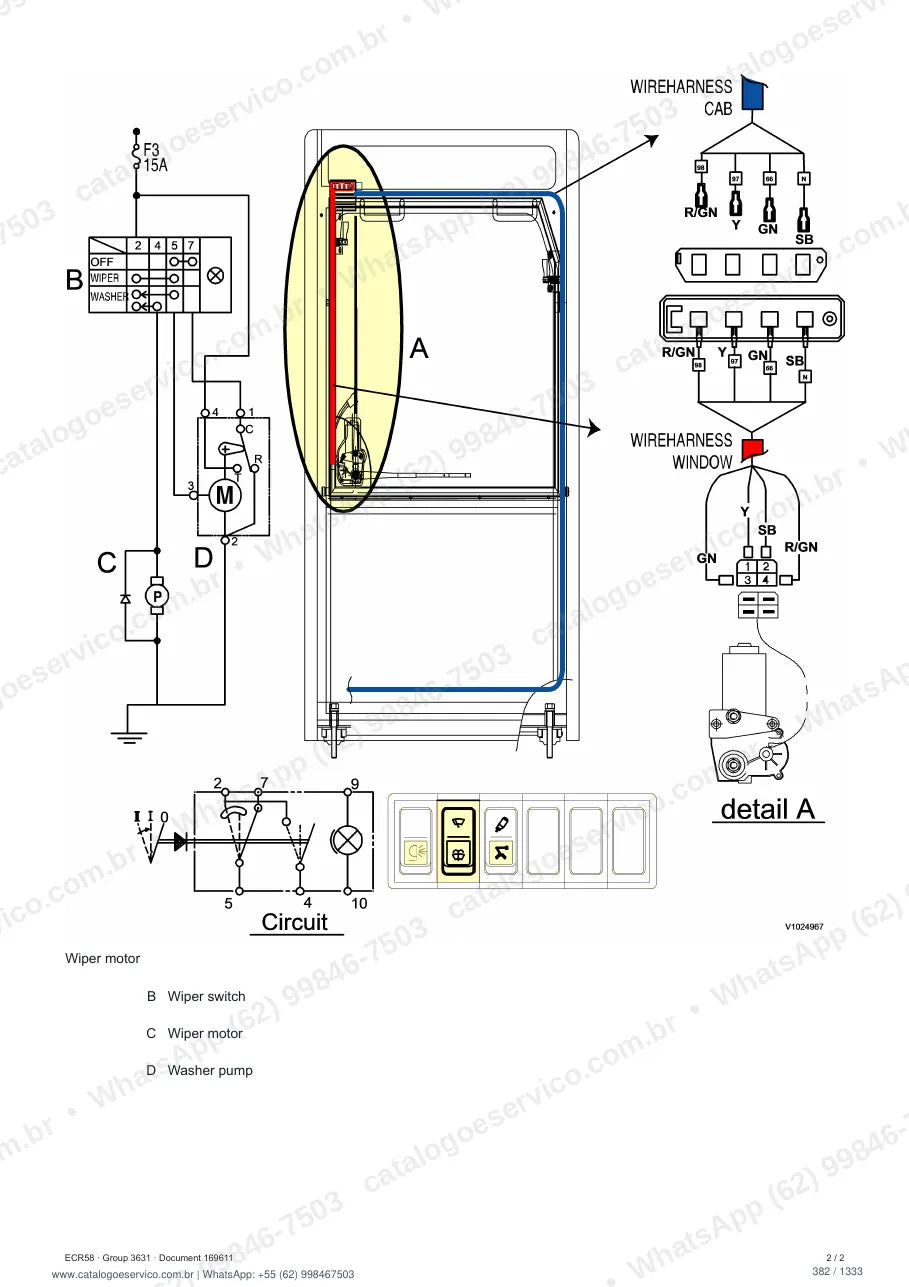 Manual de serviço Volvo ECR58: página de procedimento com texto e figura