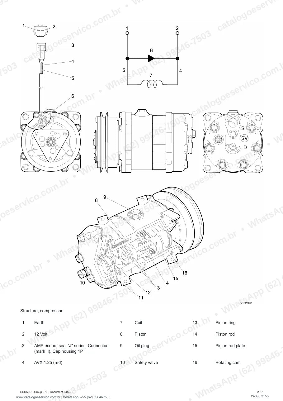 Manual de serviço Volvo ECR58D: página de procedimento com texto e figura